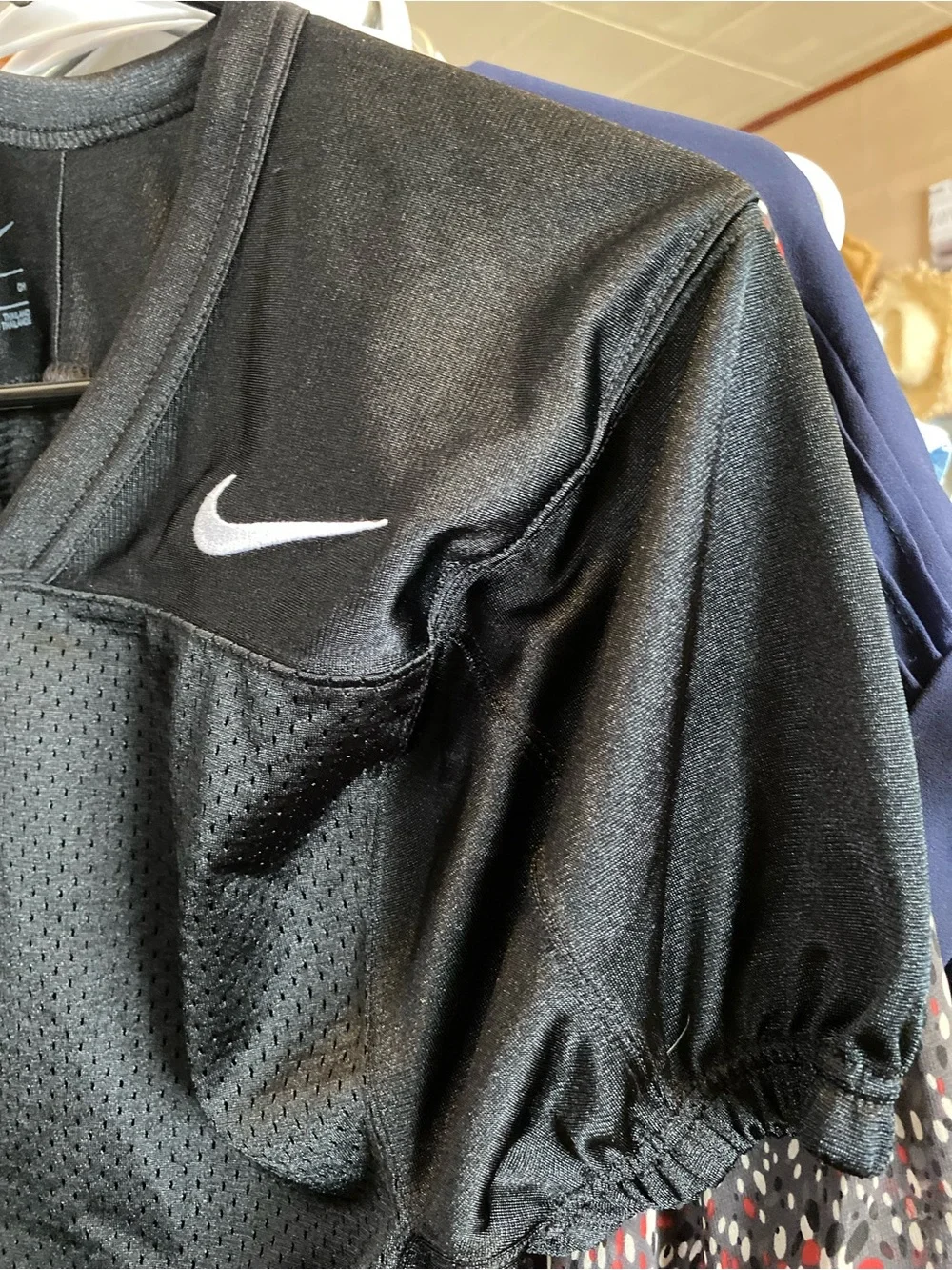 Nike Black Mesh Athletic Jersey with White Swoosh